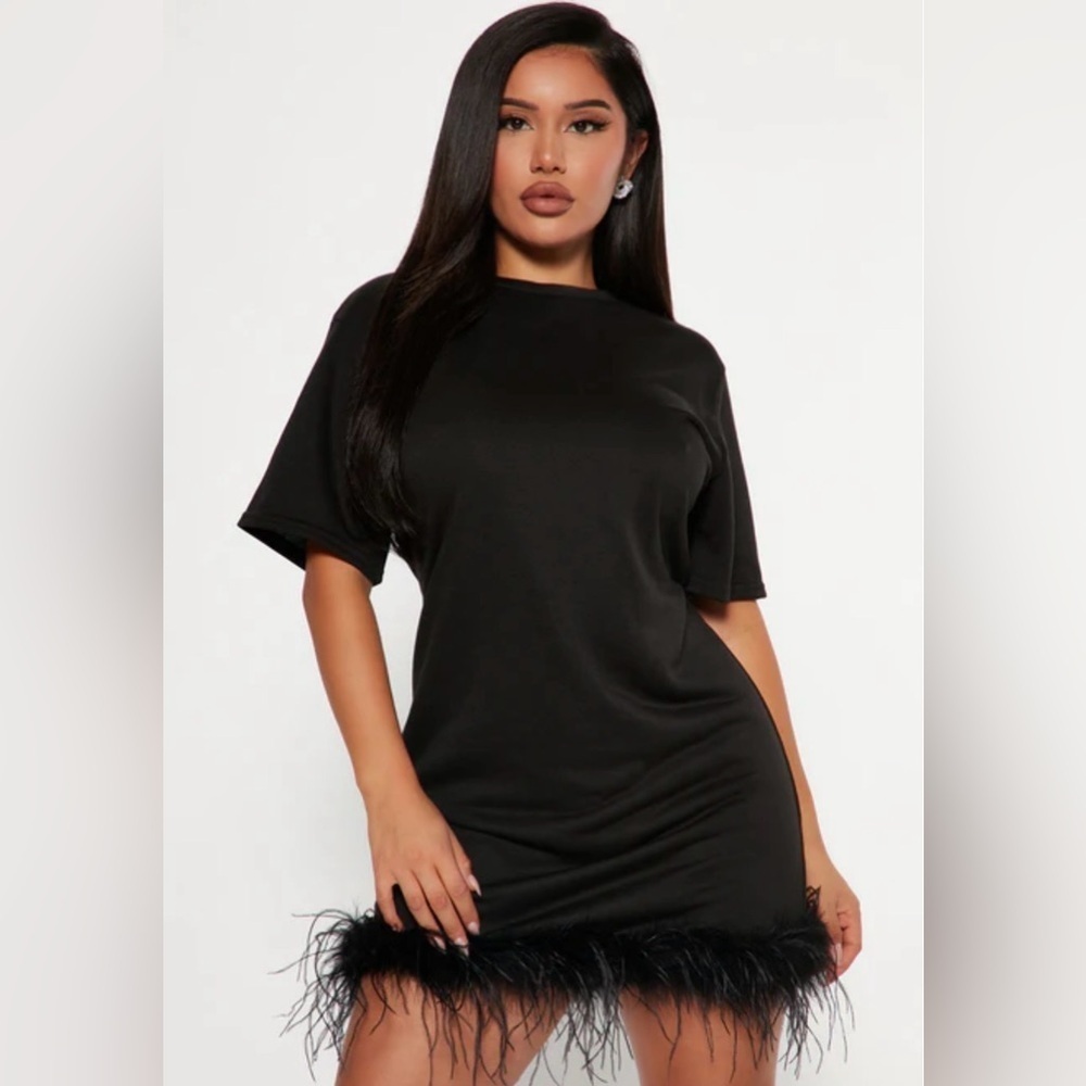 Women’s Fashion Nova Piper Feather Mini black dress NWT Size XL - Picture 4 of 14